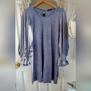 Vision USA Velour/velvet Slate Blue Mini Dress
